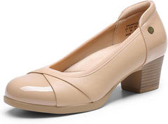 DREAM PAIRS Women's Pumps Low Chunky Block Closed Toe Shoes Work Comfortable Heels Round Toe Dress