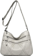 Triple Zip Crossbody Bags for Women Multiple Pockets Bag Ladies houlder Handbags with