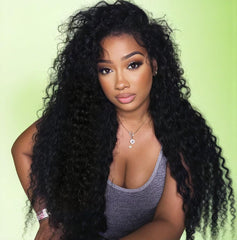 Half Wig Human Hair Deep Wave 20 Inch 3 In 1 Seamless Flip Over Half Wigs Human Hair Glueless Wear and Go Wigs for Black Women Curly Half Wig Headband Wig Beginner Friendly 180% Density Natural Black