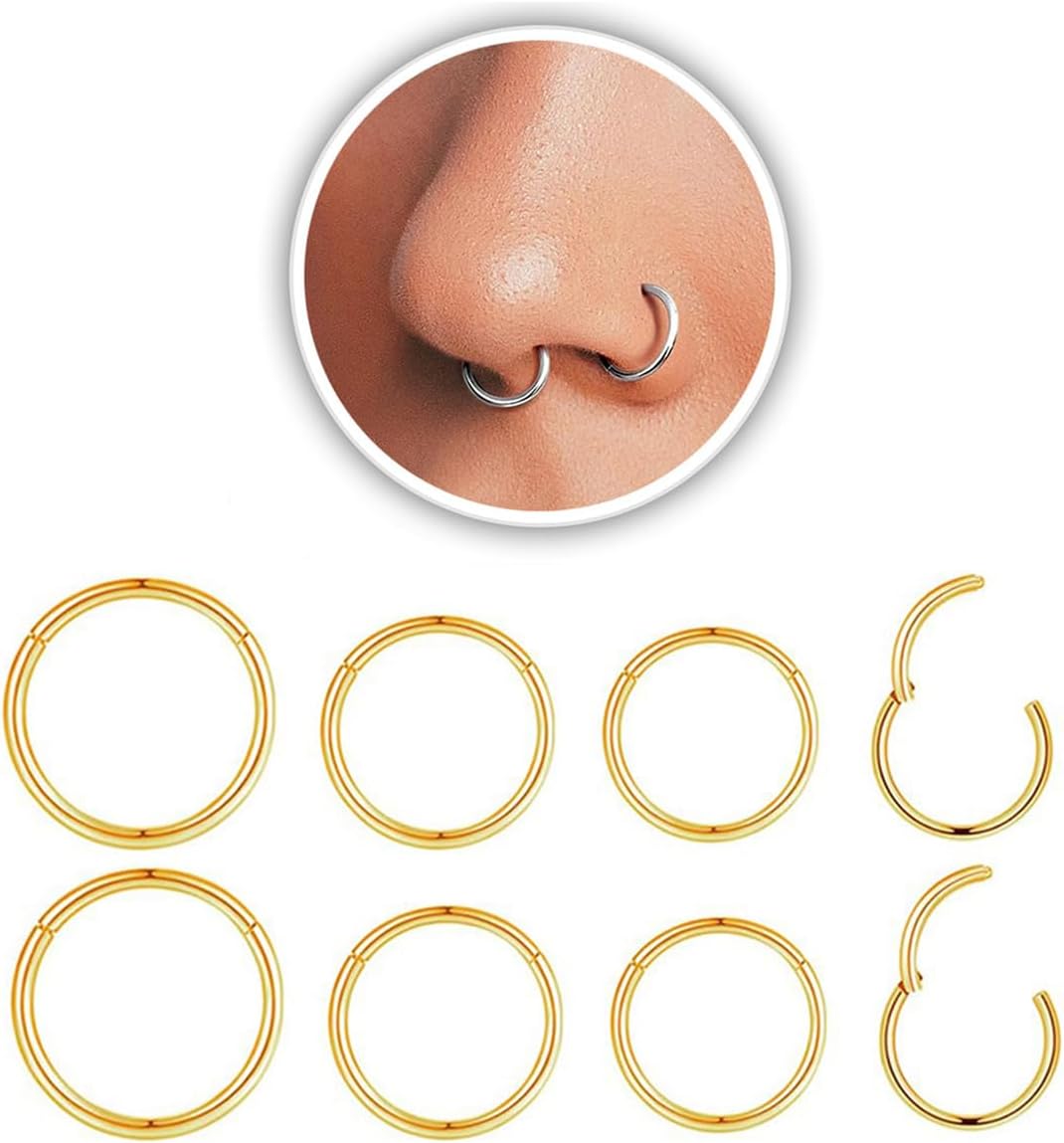 20G Stainless Steel Nose Rings, L Shaped Nose Studs and Nose Rings Hoops, Cute Heart Square CZ Nose Screw Piercing Jewelry Silver Gold For Women