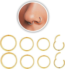 20G Stainless Steel Nose Rings, L Shaped Nose Studs and Nose Rings Hoops, Cute Heart Square CZ Nose Screw Piercing Jewelry Silver Gold For Women