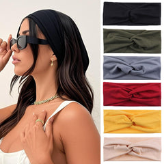 Kachanaa 8 Pack Wide Non-Slip Boho Women's Headband - Elastic Large African Turban Headwrap Ideal for Yoga,Workouts,Running - Non-Slip Design for Women
