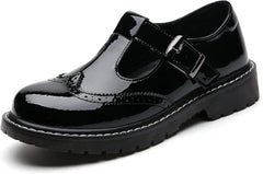 XMM Mary Jane Shoes Women Oxford Shoes Leather Round Toe Flats Non-Slip Ankle Buckle Strap Comfort Casual Dressy Cosplay Party School Work Shoes