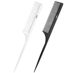 2Pcs Rat Tail Comb Parting Combs for Women, Fine Tooth Parting Tip Carbon Fiber Root Teasing Anti Static Hair Comb for Styling (Green,Black)