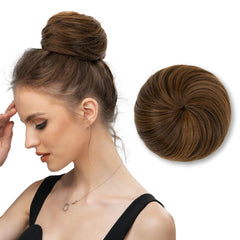 SARLA Black Brown Hair Bun Extension Updo Drawstring Ballet Buns Hair Pieces for Women Lady Synthetic Donut Chignon