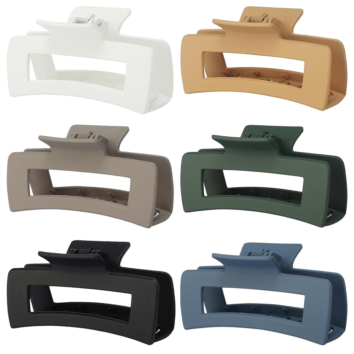 4 Inch Big Hair Claw Clips 6 Pcs Large Claw Clips for Thick Hair Square Hair Clips for Women Rectangle Hair Clips Nonslip Acrylic Banana Jaw Clips Hair Accessories for Girls - Amber