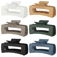 4 Inch Big Hair Claw Clips 6 Pcs Large Claw Clips for Thick Hair Square Hair Clips for Women Rectangle Hair Clips Nonslip Acrylic Banana Jaw Clips Hair Accessories for Girls - Amber