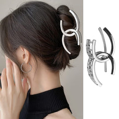 Metal Gunmetal Black Rose Hair Claw Clips - Large Heart Non-Slip Jaw Clips for Women & Girls - Strong Hold for Thick/Thin Hair