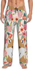 Yorkshire Terrier Dog Lovers Florals Men'S Pajama Bottoms Lounge Sleepwear Loose Soft Comfort Pajama Pants With Pockets