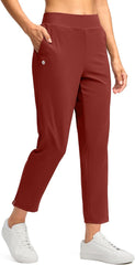 G Gradual Women's Pants Ankle 7/8 Golf Pants 3 Pockets Stretchy Petite Travel Pants Inner Drawstring for Work Business Casual