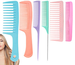 Hair Combs for Women Men, Large Wide Tooth Comb, Fine Tooth, Rat Tail Comb, Comb Set for Wet Curly Thick Thin Hair Styling Detangling (6 PCS)