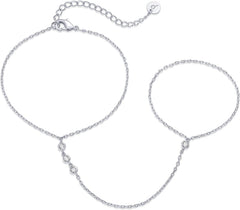 PAVOI 14K Gold Plated Freshwater Pearl Gold Hand Chain Bracelet for Women - Trendy Ring Bracelet Hand Chain Body Jewelry