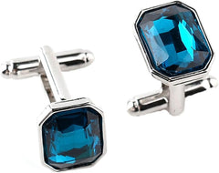 Cufflinks for Men Anniversary,Cufflinks Cufflinks for Men Alloy Geometric with Cubic Zirconia Men's Cufflink Dress Shirt Dark Blue