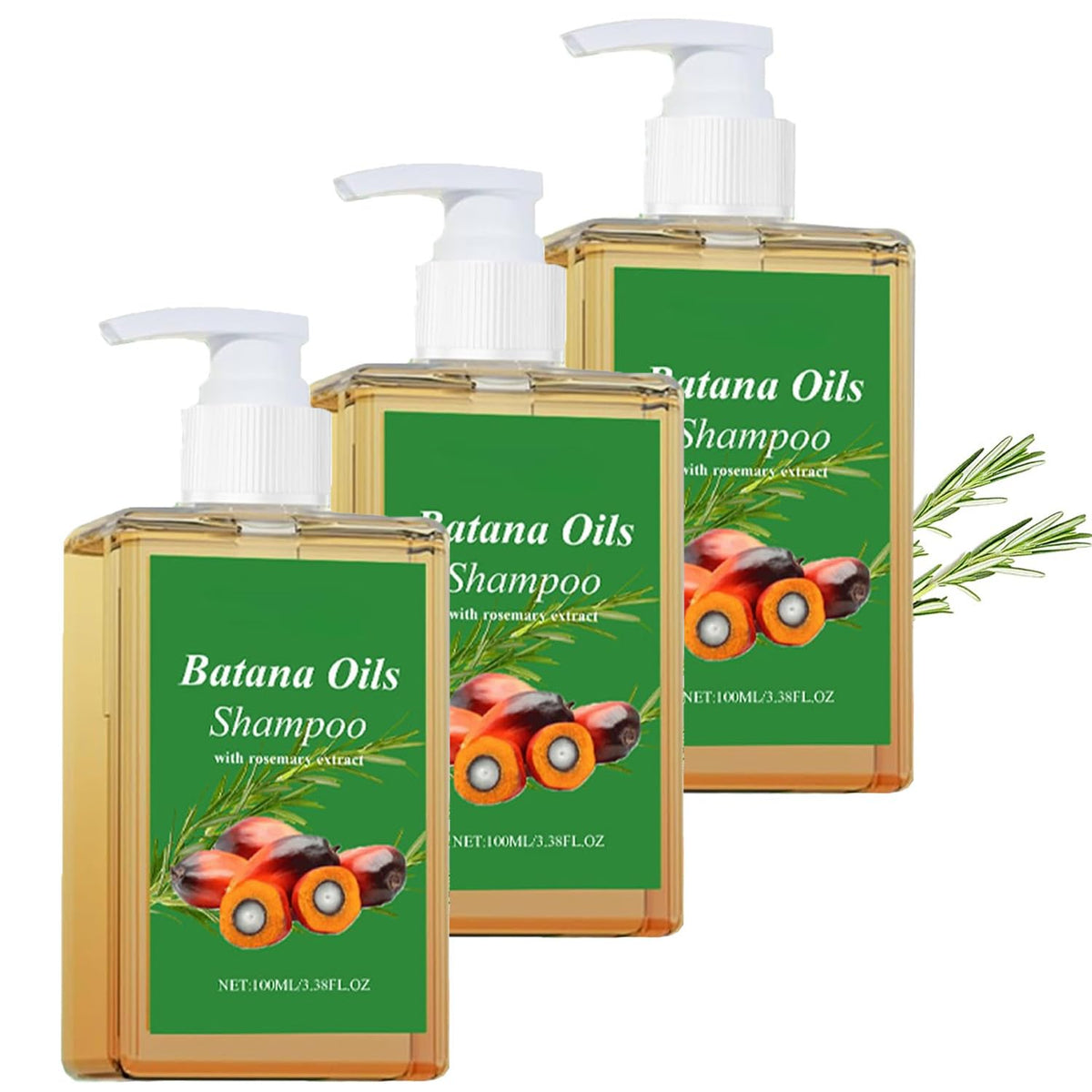 100% Batana Oil Shampoo, 100% Rosemary Oil, Shampoo De Batana Para La Caida Del Cabello, Nourishes and Regenerates Hair-Soft and Fluffy for Men & Women (2pcs)