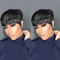 WOC Short Blonde Pixie Wigs Synthetic Hair for Black Women