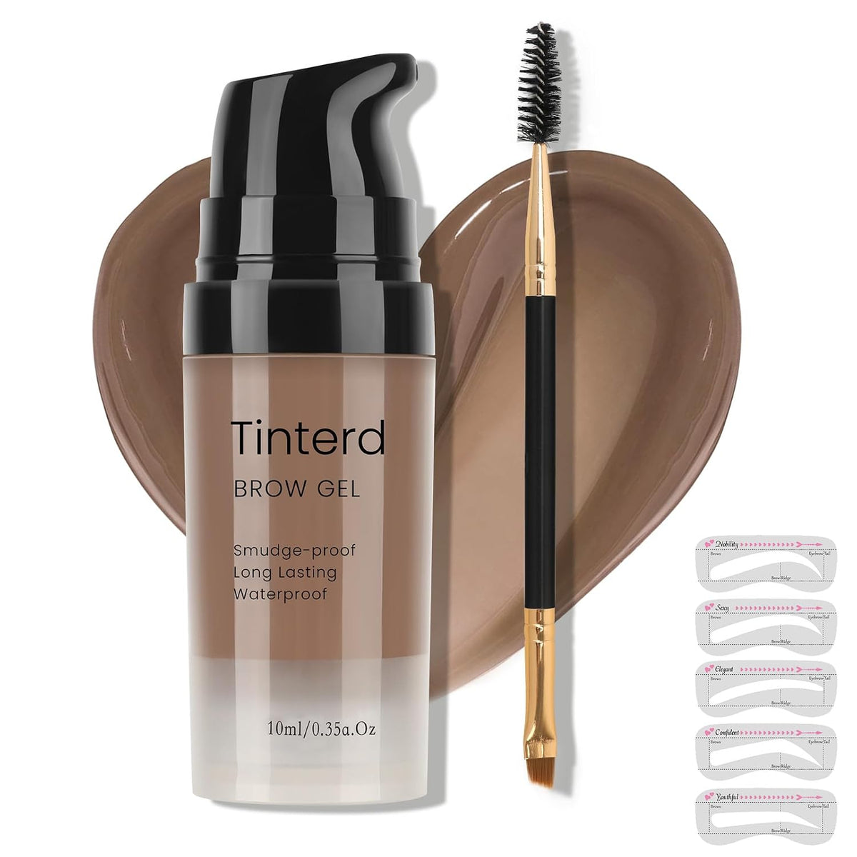 3D Eyebrow Gel Kit With Brush【Smudge-proof】【Waterproof】【Long Lasting】Eyebrow Gel With Eyebrow Stencils for Shaping，＃02 Dark Brown