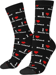I love Rhode Island Socks For Men Women Gift Wicking Sport Casual Running Socks