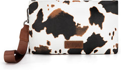 Wrangler Wristlet Wallet RFID Blocking Bifold Clutch Purse Women Credit Card Holder Cow Print with Crossbody Strap