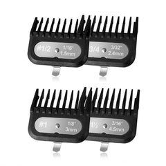 Clipper Guards Set Compatible with Most Wahl Clippers, -1/16" to 1", 12 Piece Set, Black Color, New Version