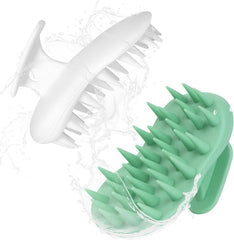 2pcs Shampoo Brush Hair Scalp Massager,100% Silicone Scalp Scrubber,Scalp Exfoliator for Stress Relax Hair Growth(Dark Blue+Green)