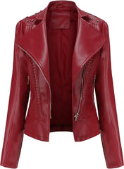 Women's spring and autumn season rivets faux leather biker jacket, short punk style, a variety of colors