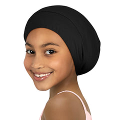 Kids Satin Bonnets for Girls Sleeping: Adjustable for 1-3 Years, Silky Smooth for Frizzy Curly Hair, Breathable and Soft Black