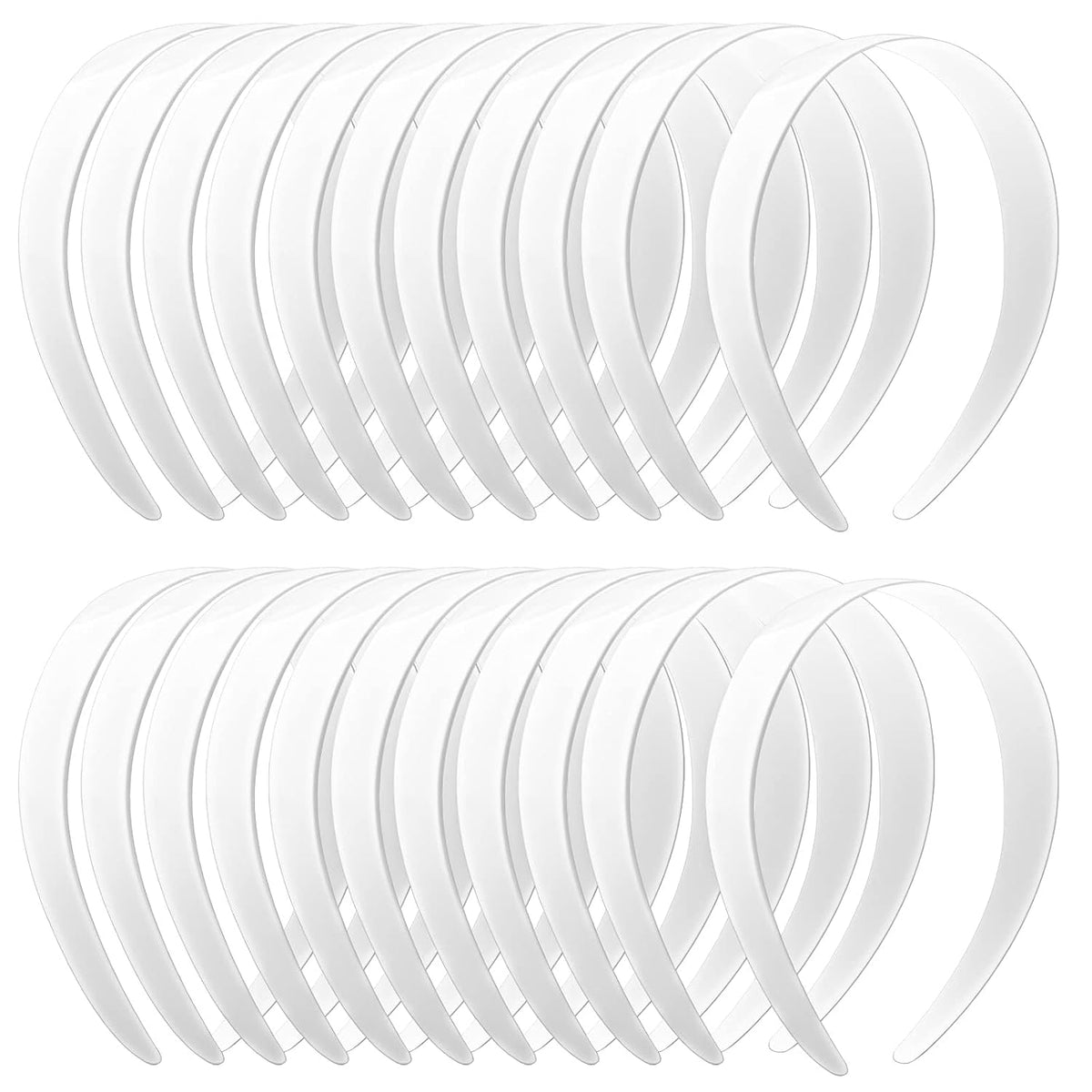 12 PCS White Plastic Headbands, 1 Inch Wide No Teeth Hair Bands for Girls & Women, Blank DIY Plain Headbands for Crafts