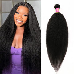 Kinky Straight Bundles Yaki Straight Bundles Human Hair 16 18 20 inch 12A 100% Unprocessed Virgin Full and Thick 3 Bundles, Silky Soft, No Shedding, No Smell, No Tangle