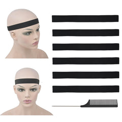 6 Pcs Elastic Band Lace Melting Bands Adjustable Wig Headbands for Lace Frontal Laying (Width 1 Inch)
