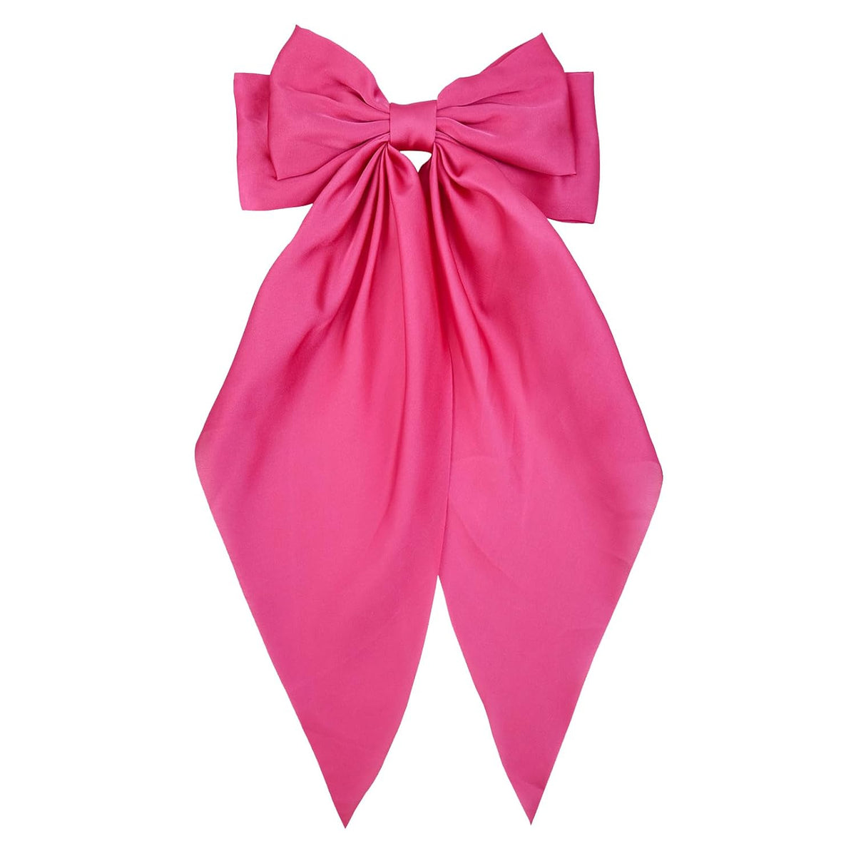 Large Navy Blue Satin Hair Bow Clip for Women Girls Oversized Long Tail Hair Accessory for Everyday Styling, 1-Pack