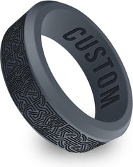 Personalized Celtic Knot Beveled Silicone Ring, Wedding or Engagement,Trinity Knot Band, Celtic Triangle Bands