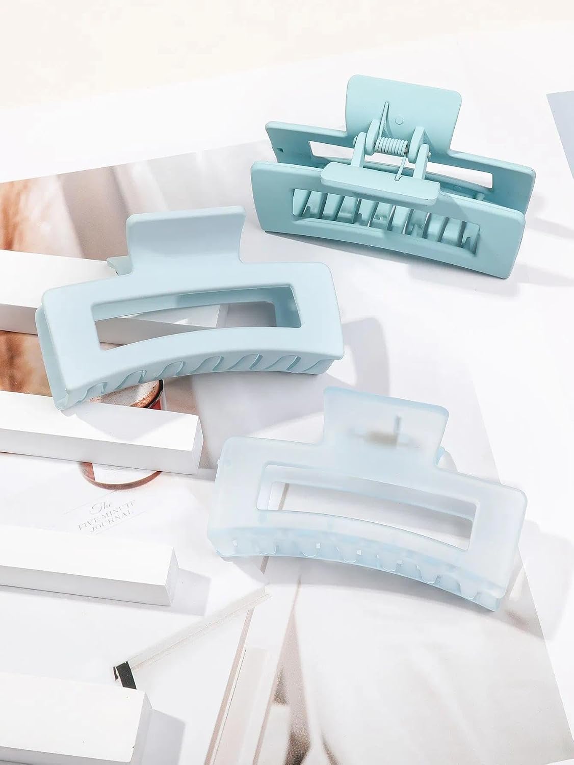 Hair Clips for Women - Big Square Claw Clips for Thick Thin Medium Fine Hair 3 Pcs Jaw Clamps Hair Accessories for Women Strong Hold