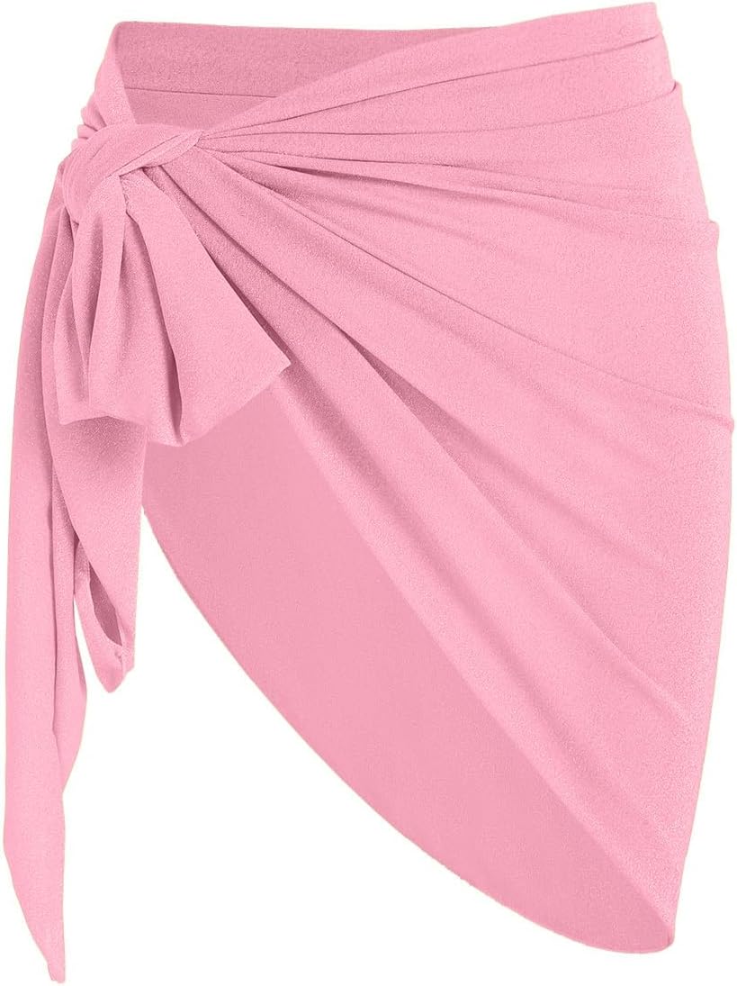 ZAFUL Metallic Shiny Short Sarong Coverups for Women Semi Sheer Bathing Suit Wrap Swimsuit Skirt Beach Bikini Cover Up