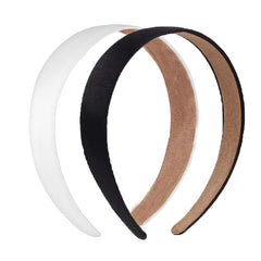2 Pack Satin Headbands 1.3 Inch Wide Headband Girls Black Headband Women Non Slip Fashion Head Band Hair Bands Diy Hair Accessories Women Girls (Black&White)