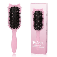 Curl Defining Brush, Curly Hair Brush Defining for Curls Waves & Coils, Volume Styling Women'S Curls, Reduce Pulling Frizz, Funny Cat Ear Designs - Pink