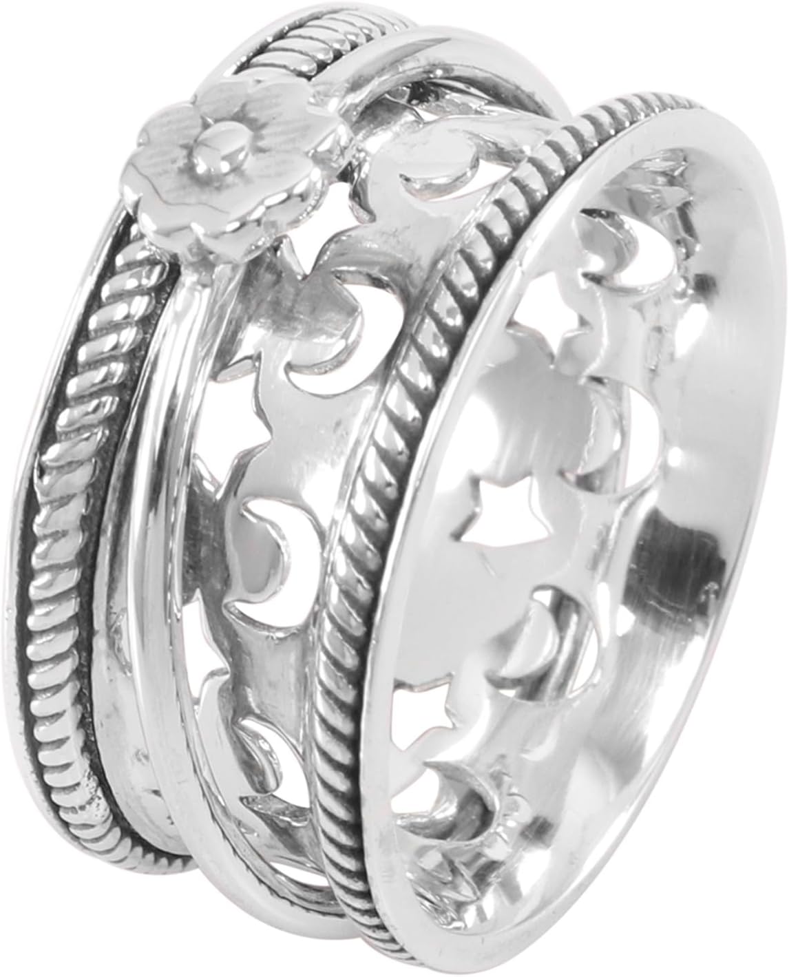 Spinner Ring, Anxiety Ring, Sterling Silver Ring, Blossoms Ring, Promise Silver Ring, Yoga Ring, Fidget Silver Ring, Fidget Ring for Anxiety.