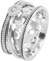 Spinner Ring, Anxiety Ring, Sterling Silver Ring, Blossoms Ring, Promise Silver Ring, Yoga Ring, Fidget Silver Ring, Fidget Ring for Anxiety.