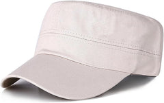 Cadet Army Cap Military Style Adjustable Flat Top Cap Unisex Basic Baseball Hat for Men Women