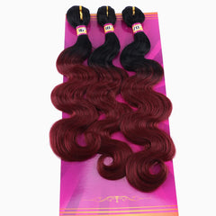 Body Wave Synthetic Hair Weave 3 Hair Bundles 16 18 20 Inches Color 1B Black Synthetic Hair Weft