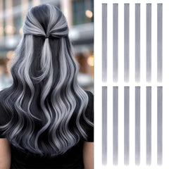 12 Pcs Colored Clip in Hair Extension 20 Inch Long Straight Party Highlights Synthetic Hairpieces for Women Girls Kids(Light Pink-12Pcs)