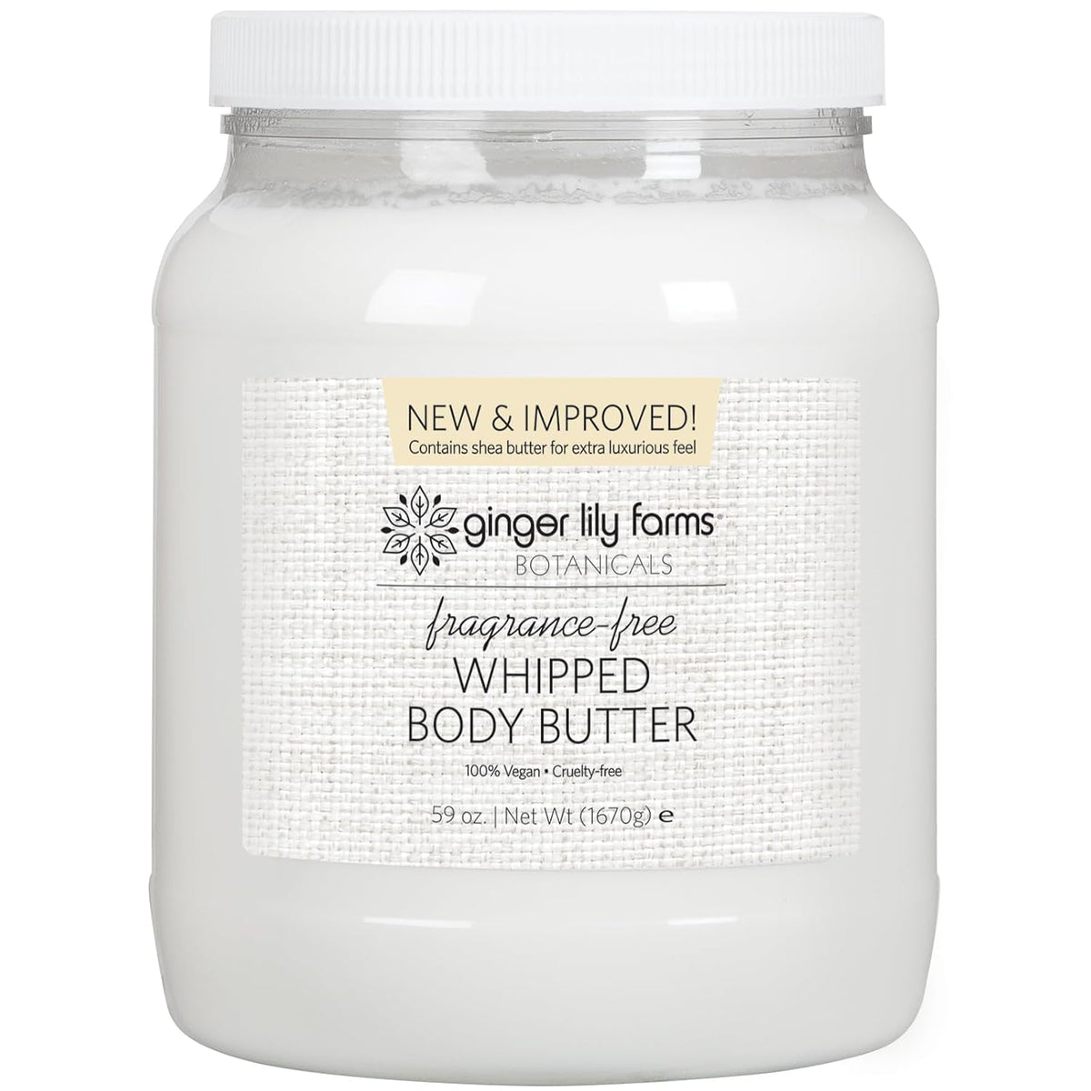 Ginger Lily Farms Botanicals Whipped Body Butter for Dry Skin, Ultra-Hydrating, 100% Vegan & Cruelty-Free, Lavender Chamomile, 59 Ounces