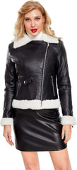 Women's leather long sleeve lapel coat casual jacket