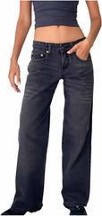 Women's High Waisted Flare Jeans with Belt Bootcut Stretchy Denim Pants Full Length Wide-Leg Casual Loose Fit Trousers