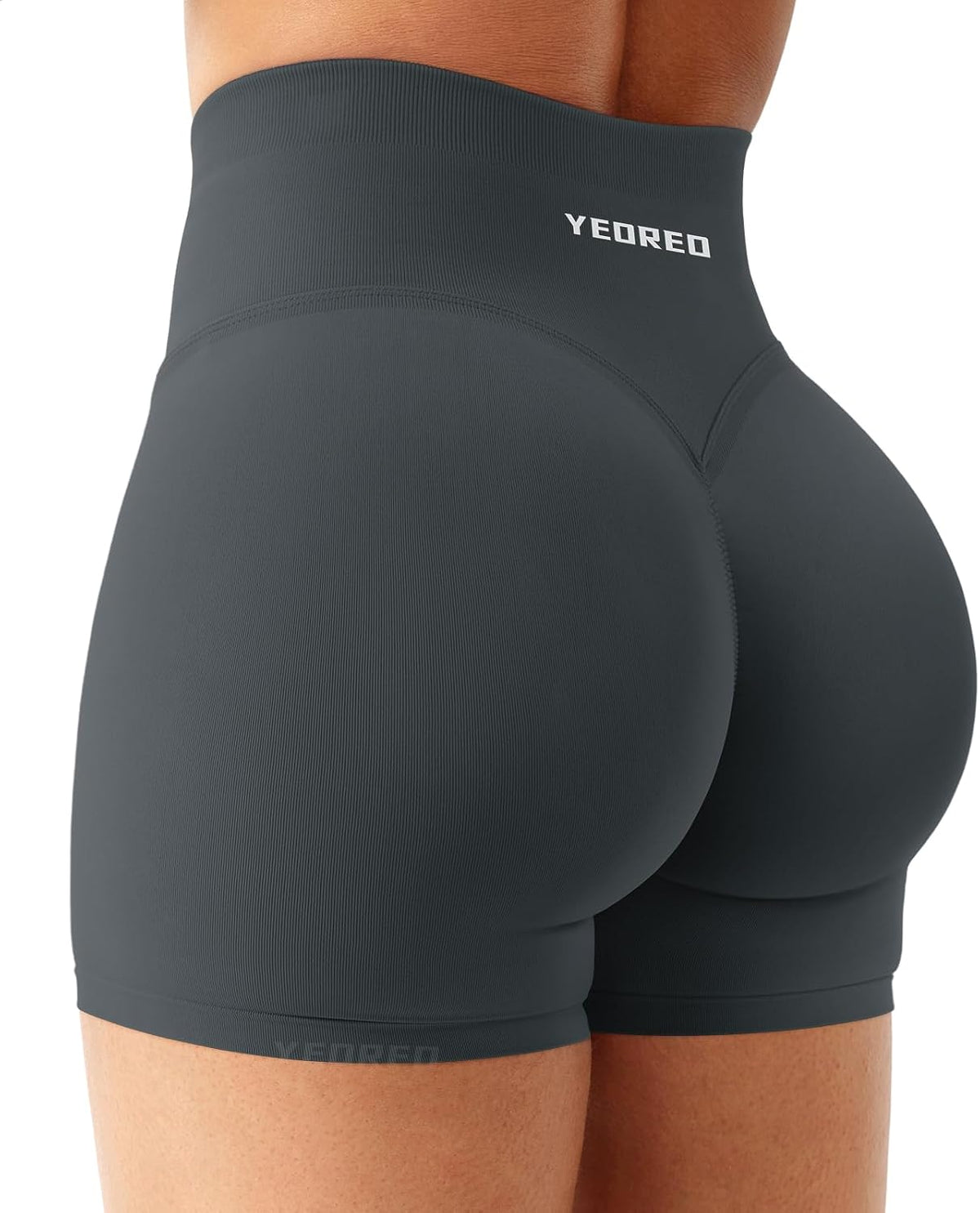 YEOREO Workout Shorts Womens Butt Lifting 4.5" Seamless Hidden Scrunch High Waist Gym Tummy Control Christiy Biker Shorts
