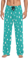 Men’s Raindrops Pattern Pajama Pants with Pockets, Comfortable Lounge Sleep Bottoms#265