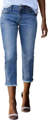 Capri Jeans for Women High Waisted Stretchy Skinny Pants Cut Off Summer Stretchy Hem Denim Capris with Pockets