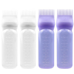 ELANE Hair Oiler Comb Bottle,4 Pack Root Comb Applicator Bottle for Hair Oil Scalp Hair Oiling Applicator（pink+purple+white+black）
