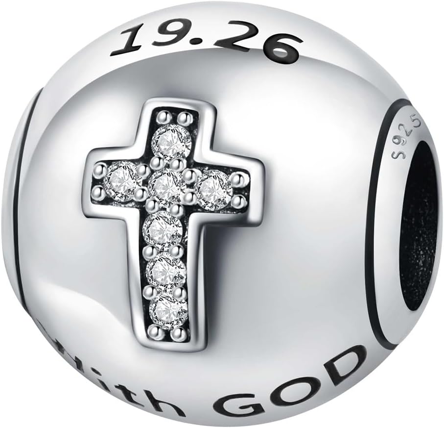925 Sterling Silver Charms for Bracelets and Necklace Religious Prayers Cross Dangle Pendants Star Moon God Bead Jewelry Present for Women Family Friends