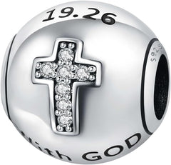 925 Sterling Silver Charms for Bracelets and Necklace Religious Prayers Cross Dangle Pendants Star Moon God Bead Jewelry Present for Women Family Friends