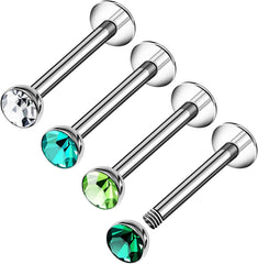 4PCS Steel Lip Studs 16g 1.2mm 3mm Crystal Ball Labret Snakebites Tragus Helix Earrings Piercing Jewelry Pick Size and Color